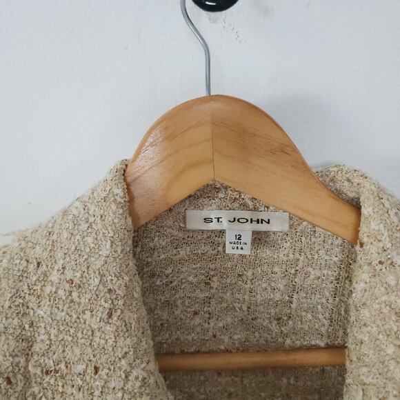 St John Marie Tan Brown Santana Knit Zip Tunic Blazer 12 - Picture 7 of 16